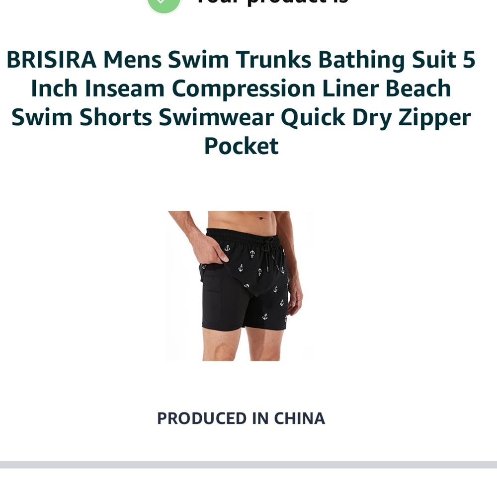Black Men's Swim Trunks with Quick Dry Feature